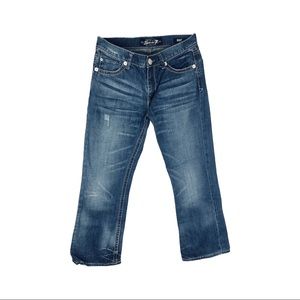Seven 7 Cotton Jeans Low Rise Light Wash Boot Cut  Button Pockets Sz 32x30